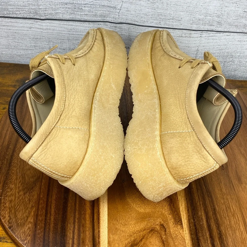 Clarks X Zara Collaboration Nubuck Leather Sandy Brown Platform Wallaby Size 9.5